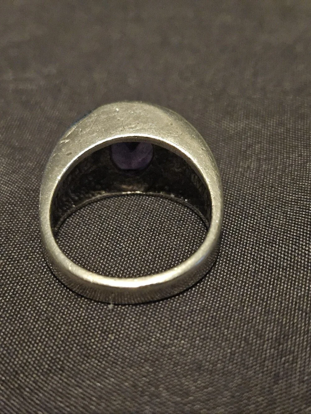 Vintage 925 Sterling Silver Amethyst Ring Size 6.75 Bold Wide Band Statement